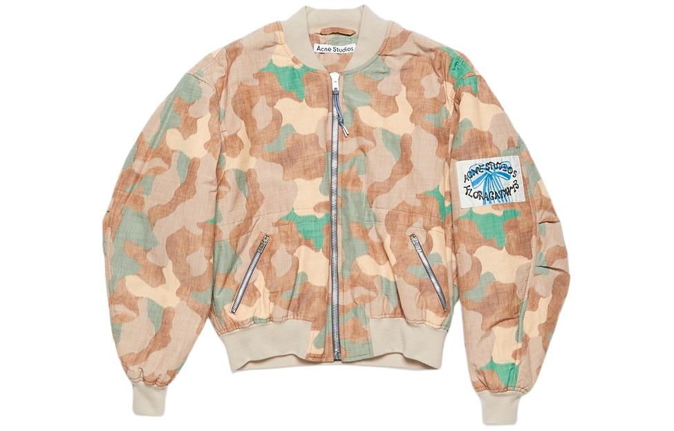 Order Acne Studios SS24 Vintage Camo Print Zip Bomber Jacket Unisex Orange B90753-AH8