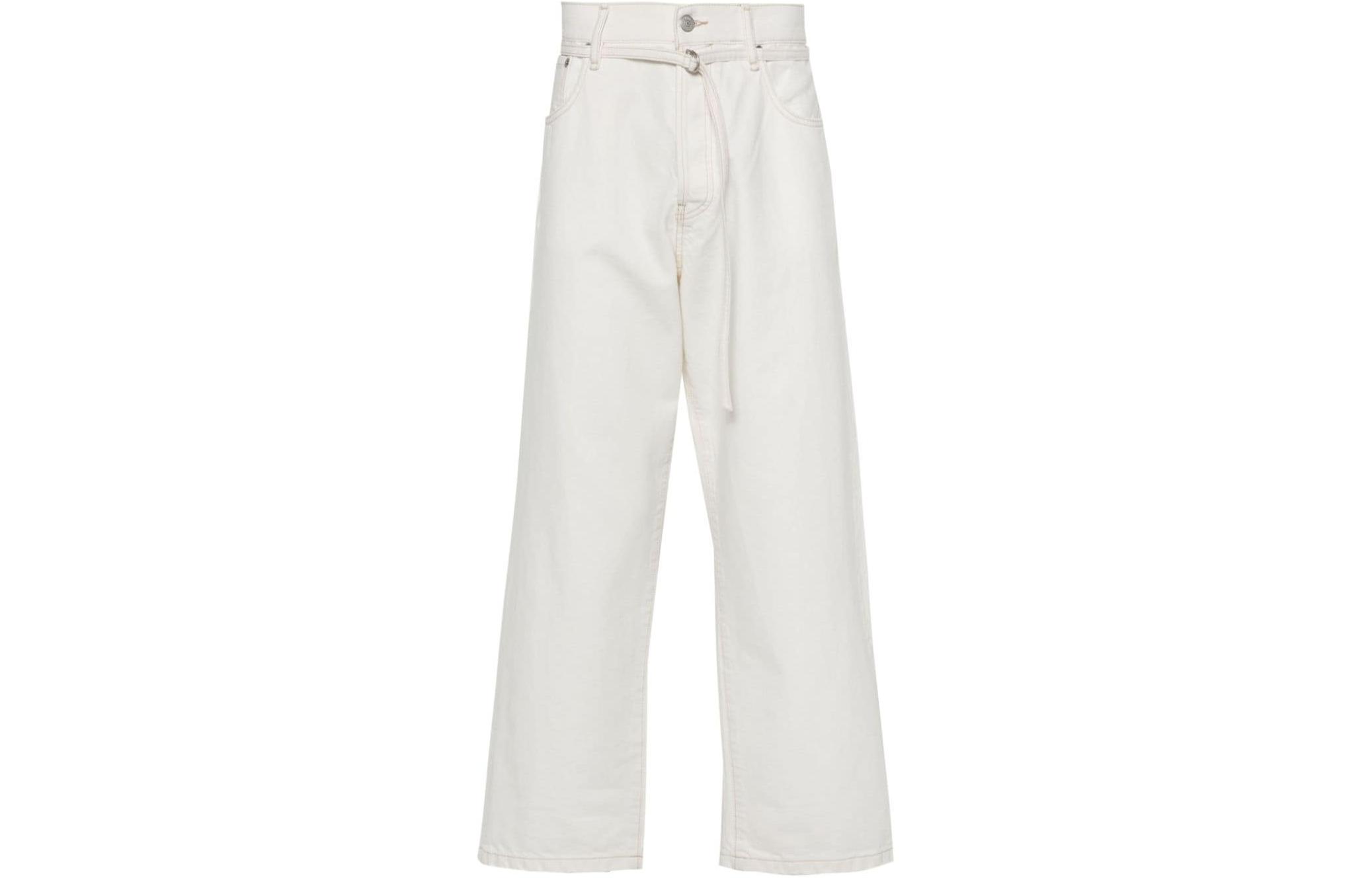 Acne Studios SS24 White Tapered Fit Jeans with Contrast Stitch and Back Logo Patch. C00062-AEG