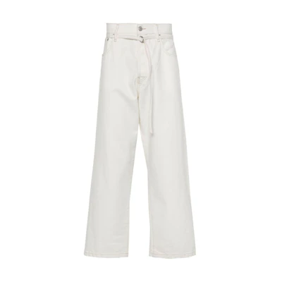 Acne Studios SS24 White Tapered Fit Jeans with Contrast Stitch and Back Logo Patch. C00062-AEG