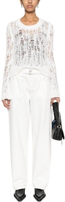 アックネ スタジオス SS24 ホワイト テーパードフィット ジーンズ コントラストステッチ バックロゴパッチ C00062-AEG Lookbook アックネ スタジオス SS24 ホワイト テーパードフィット ジーンズ コントラストステッチ バックロゴパッチ C00062-AEG