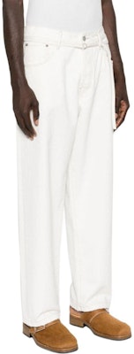 アックネ スタジオス SS24 ホワイト テーパードフィット ジーンズ コントラストステッチ バックロゴパッチ C00062-AEG Purchase アックネ スタジオス SS24 ホワイト テーパードフィット ジーンズ コントラストステッチ バックロゴパッチ C00062-AEG