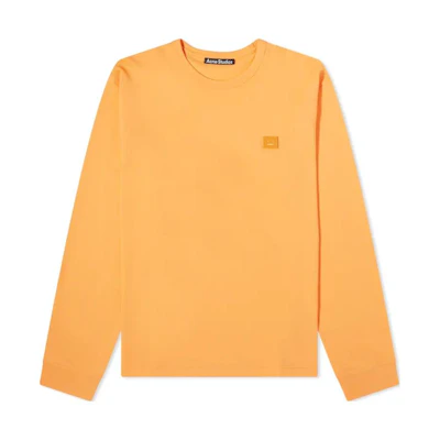 Acne Studios SS24 Yellow Crewneck Long Sleeve Sweatshirt with Logo CL0204-AC1