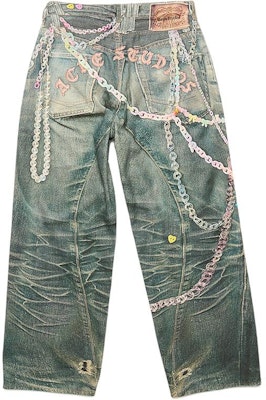 Acne Studios SS25 3D Print Washed Denim Jeans with Candy Chain - Blue Men’s. BK0676-MID BLUE Buy Acne Studios SS25 3D Print Washed Denim Jeans with Candy Chain - Blue Men’s. BK0676-MID BLUE
