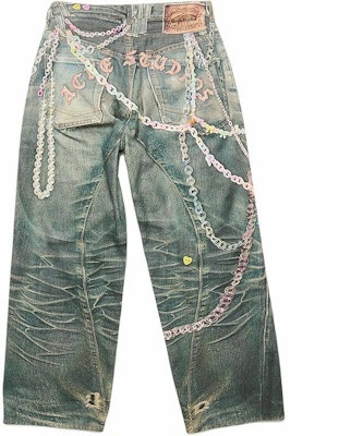 Acne Studios SS25 3D Print Washed Denim Jeans with Candy Chain - Blue Men’s. BK0676-MID BLUE Order Acne Studios SS25 3D Print Washed Denim Jeans with Candy Chain - Blue Men’s. BK0676-MID BLUE