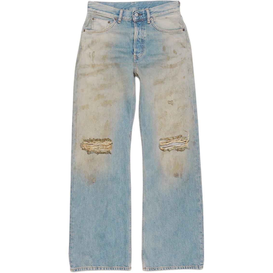 Acne Studios SS25 Distressed Mid-Waist Wide-Leg Denim Jeans Blue メンズ B00403-863