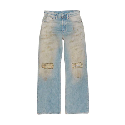 Acne Studios SS25 Distressed Mid-Waist Wide-Leg Denim Jeans Blue メンズ B00403-863