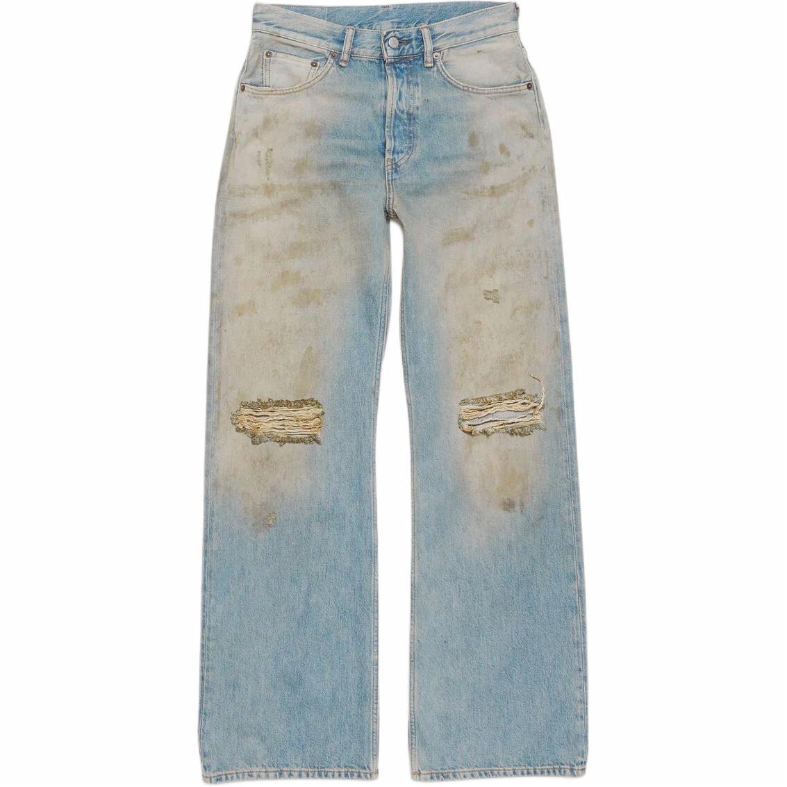Acne Studios SS25 Distressed Mid-Waist Wide-Leg Denim Jeans Blue メンズ B00403-863 圖 2