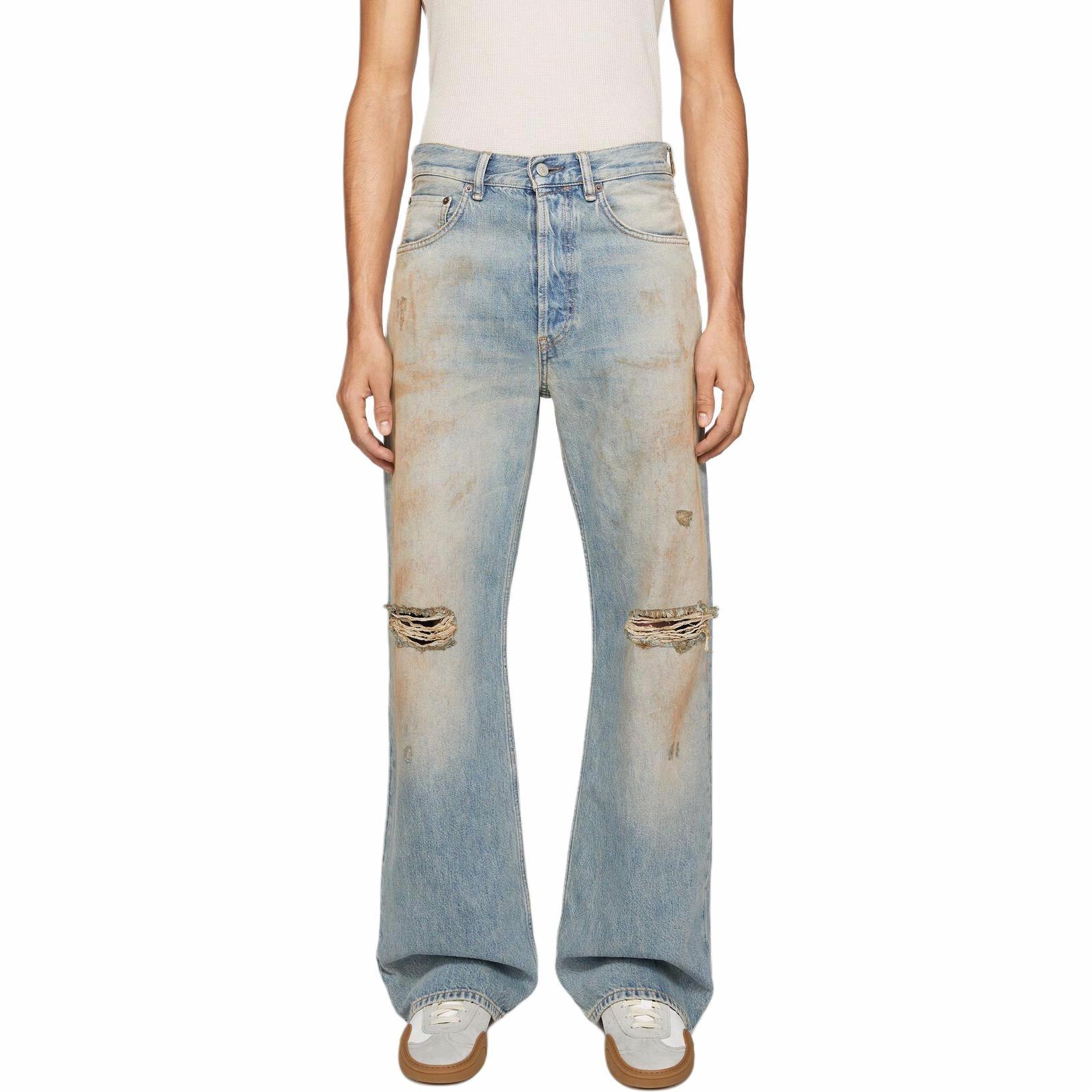 Acne Studios SS25 Distressed Mid-Waist Wide-Leg Denim Jeans Blue メンズ B00403-863 圖 3