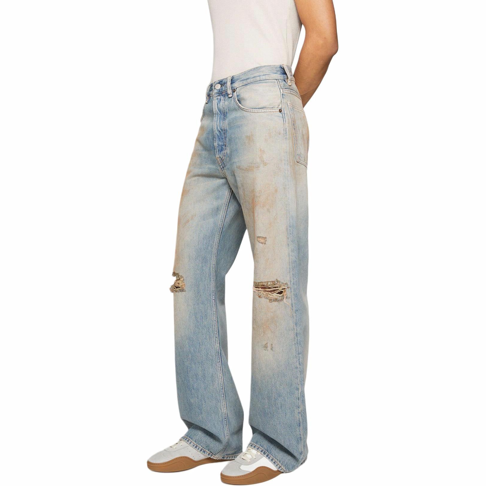 Acne Studios SS25 Distressed Mid-Waist Wide-Leg Denim Jeans Blue メンズ B00403-863 圖 4