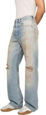 Acne Studios SS25 Distressed Mid-Waist Wide-Leg Denim Jeans Blue メンズ B00403-863 Shop Acne Studios SS25 Distressed Mid-Waist Wide-Leg Denim Jeans Blue メンズ B00403-863