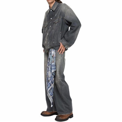 Acne Studios SS25 Distressed Splatter Oversized Denim Jacket Unisex Grey. C90190-900 Shop Acne Studios SS25 Distressed Splatter Oversized Denim Jacket Unisex Grey. C90190-900