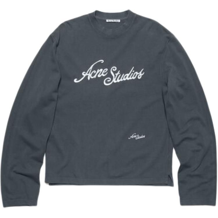 Acne Studios SS25 Embroidered Logo Oversized Sweatshirt Unisex - Grey. CL0339-DJO