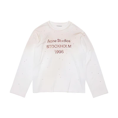 Acne Studios SS25 Lunar New Year Vintage Wash Long Sleeve Tee Unisex Fog White CL0343-DC6