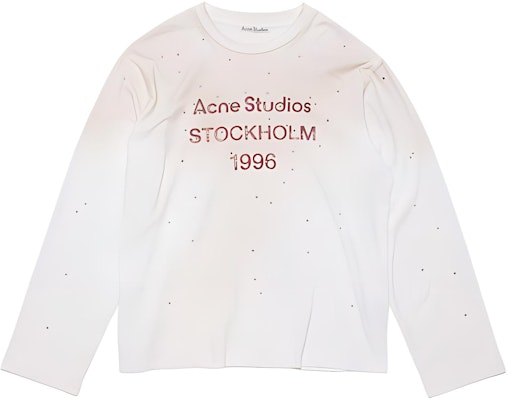 Acne Studios SS25 Lunar New Year Vintage Wash Long Sleeve Tee Unisex Fog White CL0343-DC6 Order Acne Studios SS25 Lunar New Year Vintage Wash Long Sleeve Tee Unisex Fog White CL0343-DC6