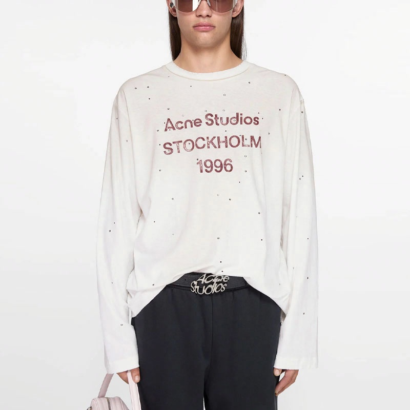 Lookbook Acne Studios SS25 Lunar New Year Vintage Wash Long Sleeve Tee Unisex Fog White CL0343-DC6