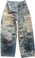 Acne Studios SS25 Printed Distressed Loose Fit Jeans Mid Blue for Men BK0679-863 Acne Studios SS25 Printed Distressed Loose Fit Jeans Mid Blue for Men BK0679-863