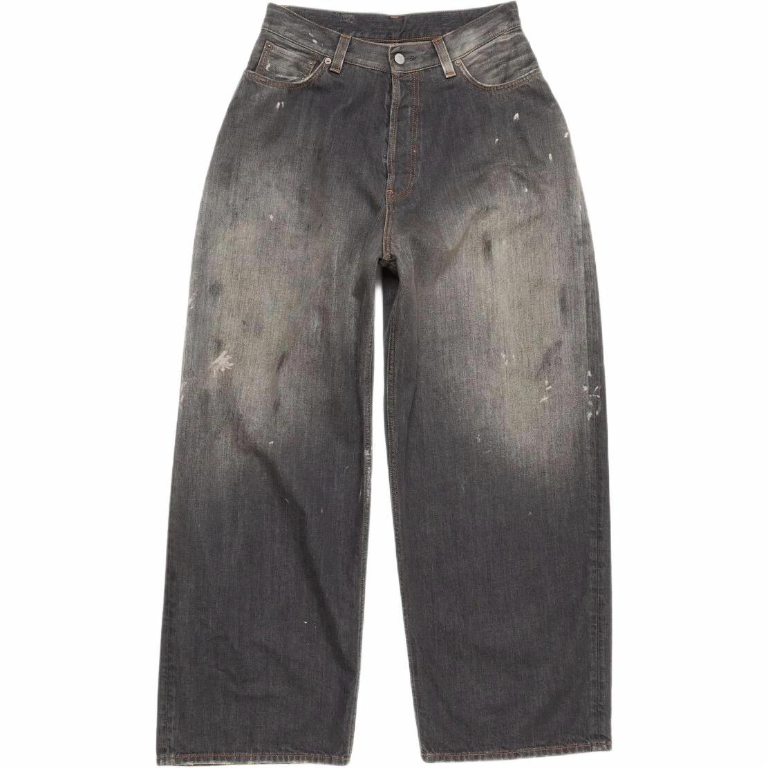 Order Acne Studios SS25 Super Baggy Distressed Wide-Leg Jeans Men’s Black. B00396-900