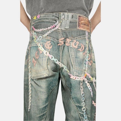 Acne Studios SS25 Vintage Wash Candy Chain 3D Print Jeans Men’s Blue FN-MN-TROU001101 Details for Acne Studios SS25 Vintage Wash Candy Chain 3D Print Jeans Men’s Blue FN-MN-TROU001101