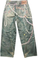Acne Studios SS25 Washed Candy Chain 3D Print Denim Jeans Blue BK0676-863 Acne Studios SS25 Washed Candy Chain 3D Print Denim Jeans Blue BK0676-863