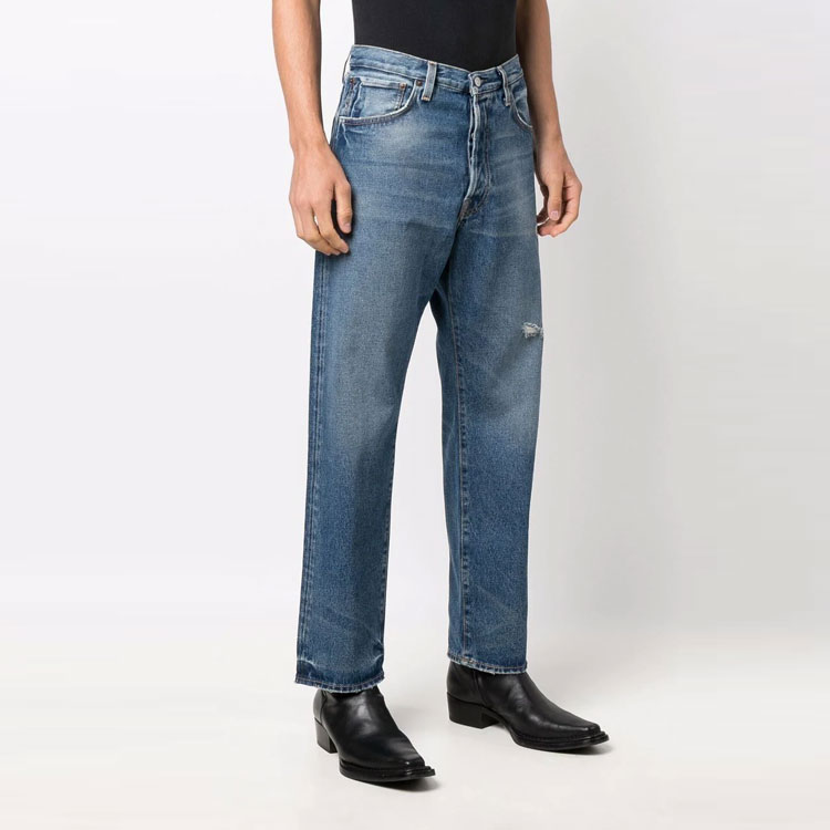 Purchase アクネ ストゥディオズ メンズ ブルー ストレートフィット ディストレスト ジーンズ B00149-863