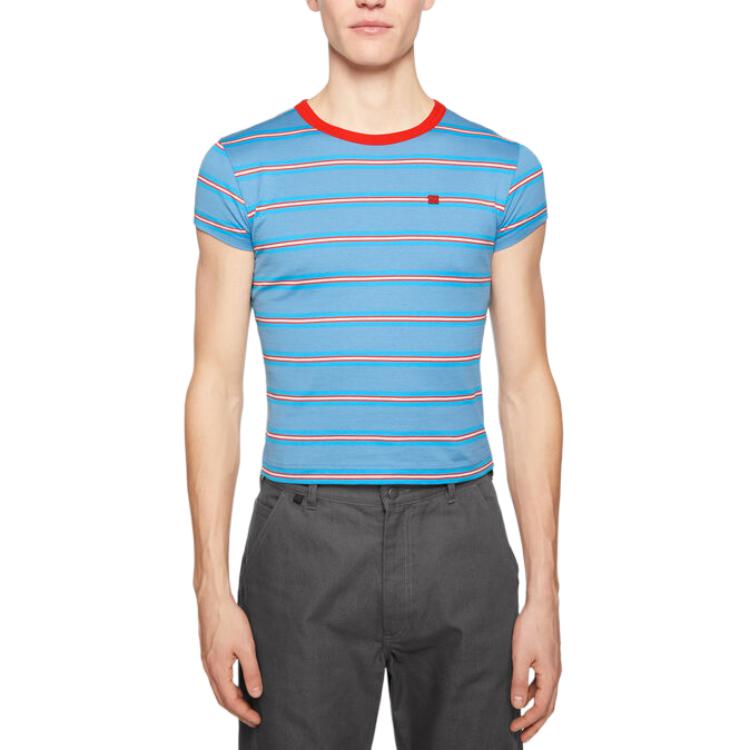 Acne Studios Striped Crewneck Short Sleeve T-Shirt Blue Unisex 2024 FW Collection CL0285-BCE 圖 3