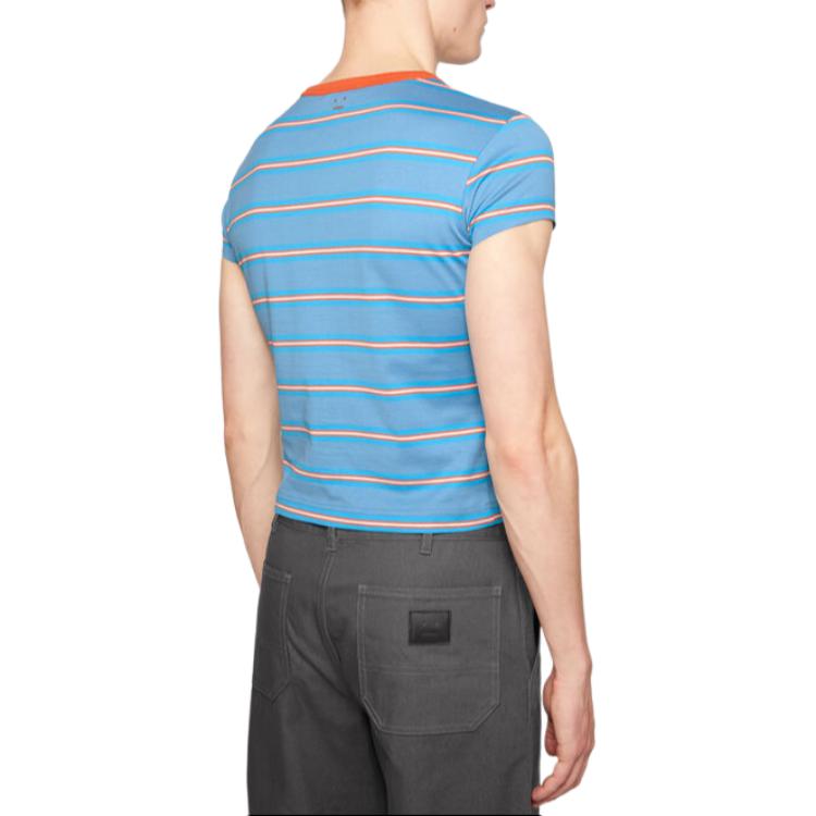 Acne Studios Striped Crewneck Short Sleeve T-Shirt Blue Unisex 2024 FW Collection CL0285-BCE 圖 4
