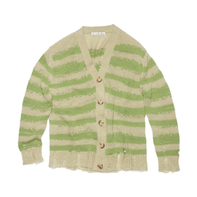 Acne Studios Striped Distressed Mohair V-Neck Knit Sweater Unisex. A60398-DGG