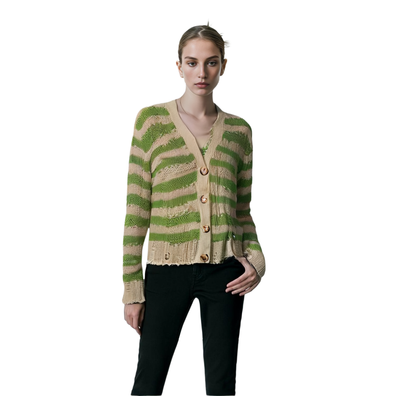 Details for アクネ ストゥディオズ ストライプ モヘア Vネック ニット セーター ユニセックス. A60398-DGG