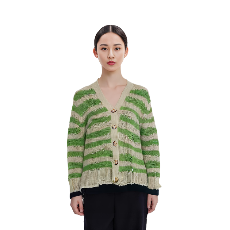 Sizing アクネ ストゥディオズ ストライプ モヘア Vネック ニット セーター ユニセックス. A60398-DGG