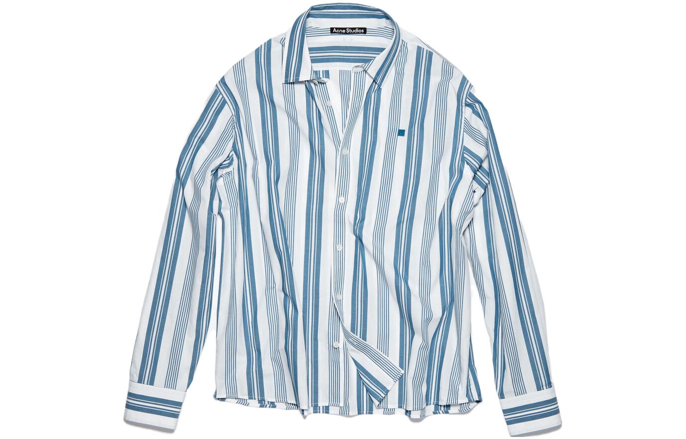 Acne Studios Striped Loose-Fit Button-Up Shirt Unisex White/Steel Blue CB0044-DFA