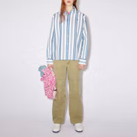Lookbook Acne Studios 条纹宽松版扣衬衫 中性 白色/钢蓝色 CB0044-DFA