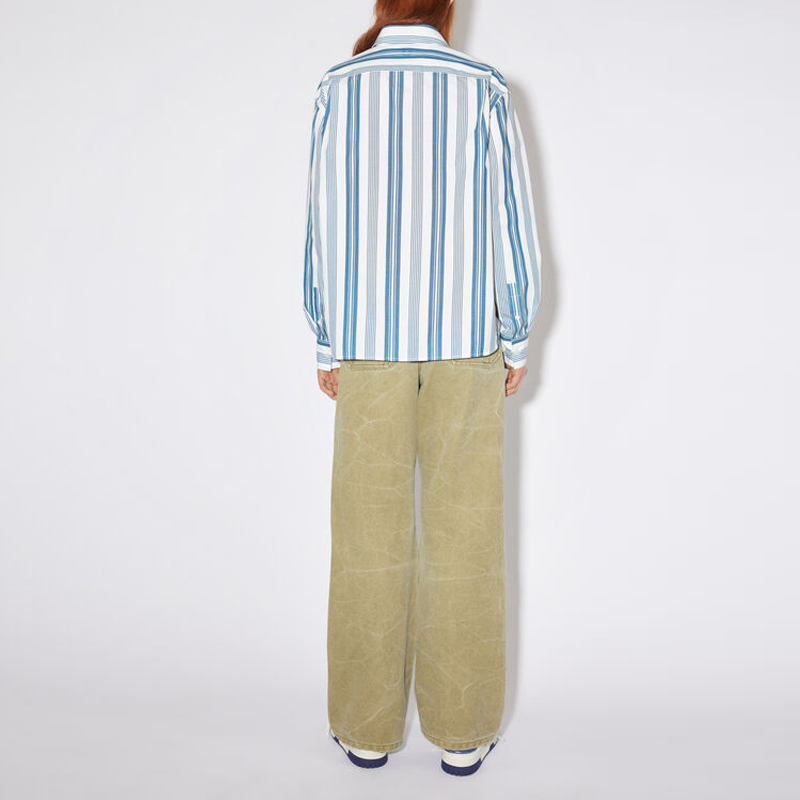 Acne Studios Striped Loose-Fit Button-Up Shirt Unisex White/Steel Blue CB0044-DFA 圖 4