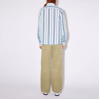 Shop Acne Studios 条纹宽松版扣衬衫 中性 白色/钢蓝色 CB0044-DFA