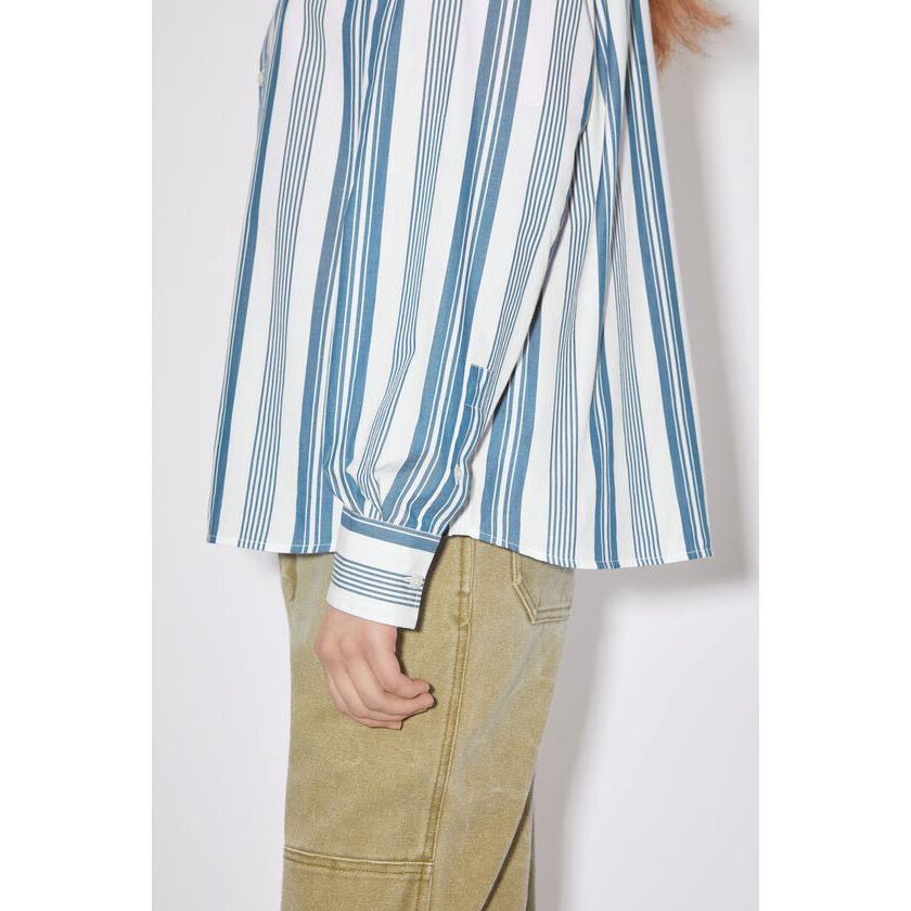 Acne Studios Striped Loose-Fit Button-Up Shirt Unisex White/Steel Blue CB0044-DFA 圖 6