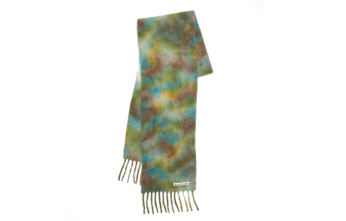 Acne Studios Tie-Dye Fringe Knit Scarf Unisex Multi-Color CA0284DIL