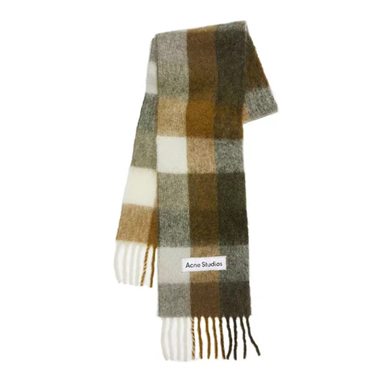 Acne Studios Unisex Alpaca Wool Plaid Fringe Scarf Colorful Couples' Design CA0084DID