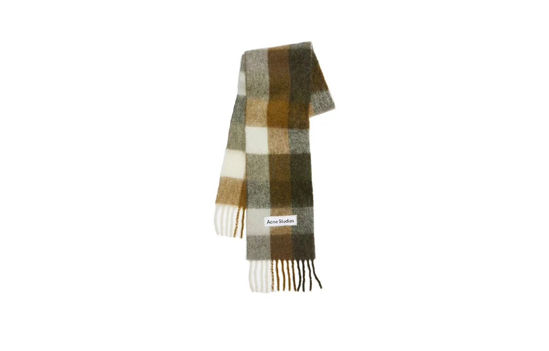 Order Acne Studios Syal Unisex Alpaca Wool Plaid Fringe Warna-Warni untuk Pasangan CA0084DID