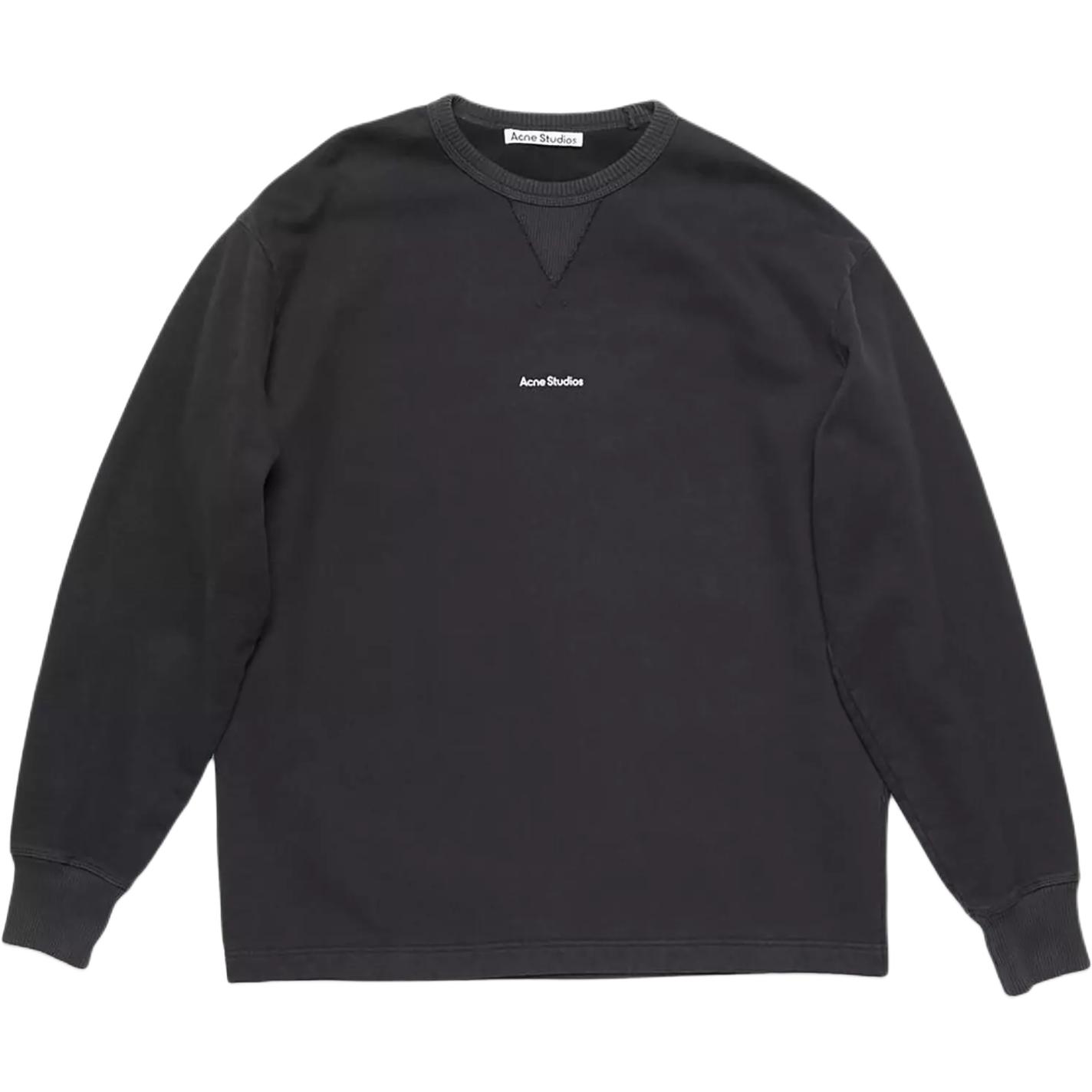 Acne Studios Unisex Black Crewneck Sweatshirt with Letter Print Long Sleeves. CI0169-900