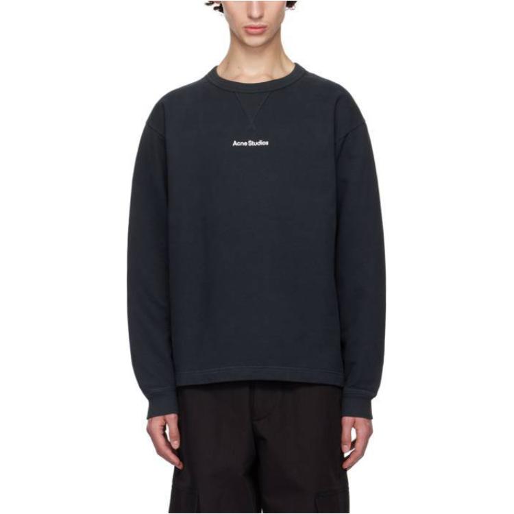 Lookbook Acne Studios Unisex Black Crewneck Sweatshirt with Letter Print Long Sleeves. CI0169-900