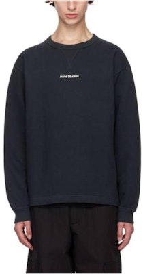 Acne Studios Unisex Black Crewneck Sweatshirt with Letter Print Long Sleeves. CI0169-900 Lookbook Acne Studios Unisex Black Crewneck Sweatshirt with Letter Print Long Sleeves. CI0169-900