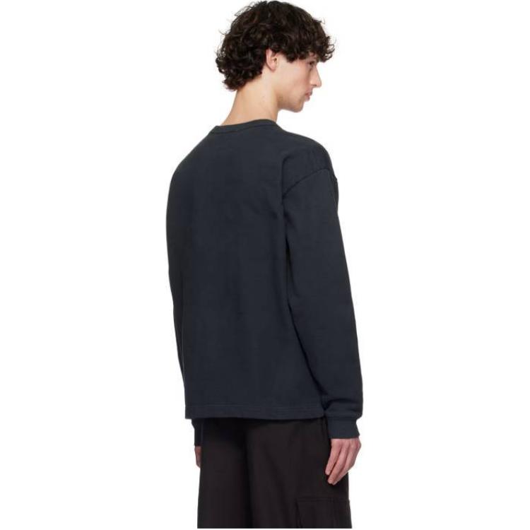 Shop Acne Studios Unisex Black Crewneck Sweatshirt with Letter Print Long Sleeves. CI0169-900