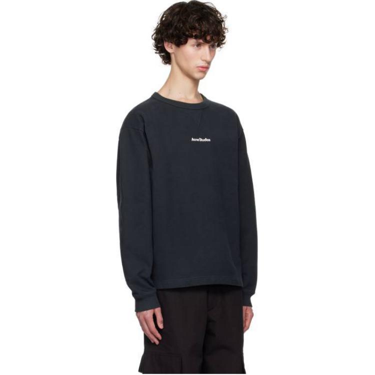 Purchase Acne Studios Unisex Black Crewneck Sweatshirt with Letter Print Long Sleeves. CI0169-900