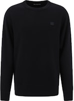 Acne Studios Unisex Black Long-Sleeve Pullover Sweatshirt with Face Patch. CI0076-BLACK Acne Studios Unisex Black Long-Sleeve Pullover Sweatshirt with Face Patch. CI0076-BLACK
