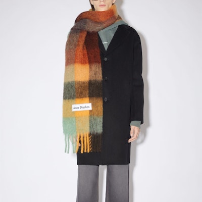 Acne Studios Selendang Bulu Unisex Coklat Logo Corak Kotak. UX-SCAR000115 Shop Acne Studios Selendang Bulu Unisex Coklat Logo Corak Kotak. UX-SCAR000115