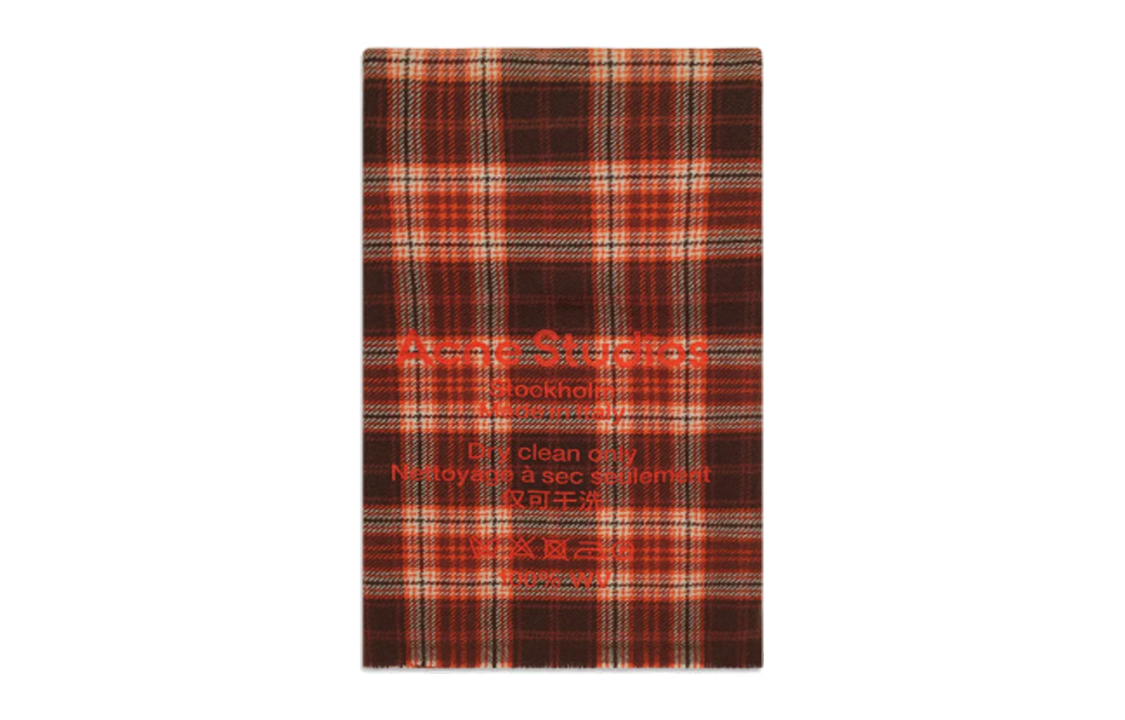 Acne Studios Unisex Checkered Wool Scarf Brown - Couples' Style. CA0082-BOD 圖 2