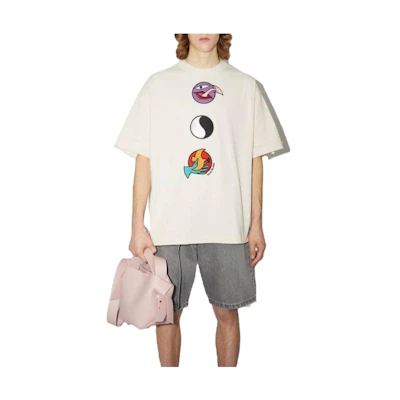 Acne Studios Unisex Crewneck Embroidered Patch Short Sleeve T-Shirt Off-White SP-UX-TSHI000023