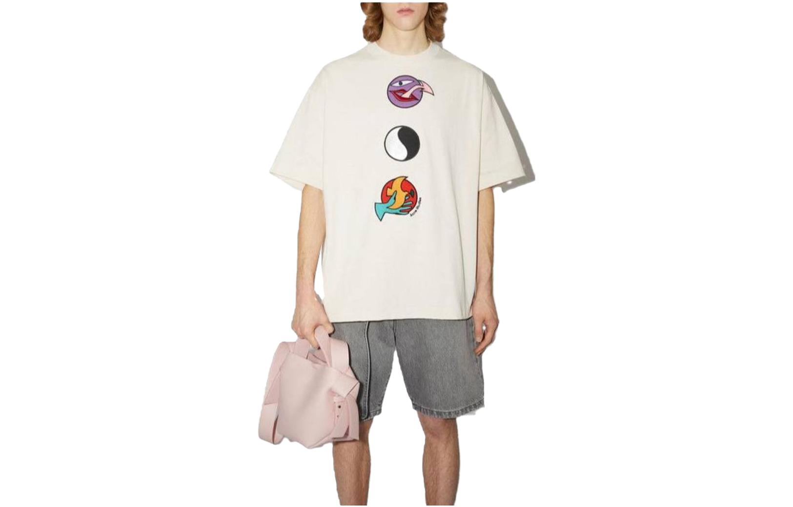 Acne Studios Unisex Crewneck Embroidered Patch Short Sleeve T-Shirt Off-White SP-UX-TSHI000023 圖 2
