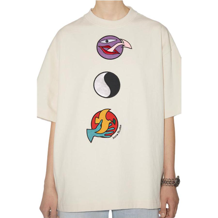 Acne Studios Unisex Crewneck Embroidered Patch Short Sleeve T-Shirt Off-White SP-UX-TSHI000023 圖 3