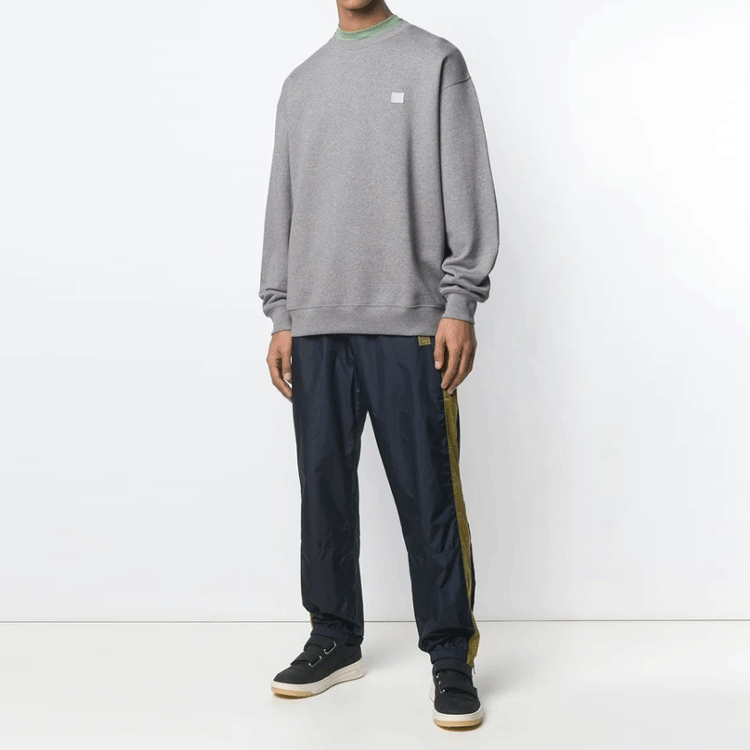 Shop Acne Studios 男女款圓領長袖灰色衛衣。 CI0010D-LIGHTGREYMELANGE