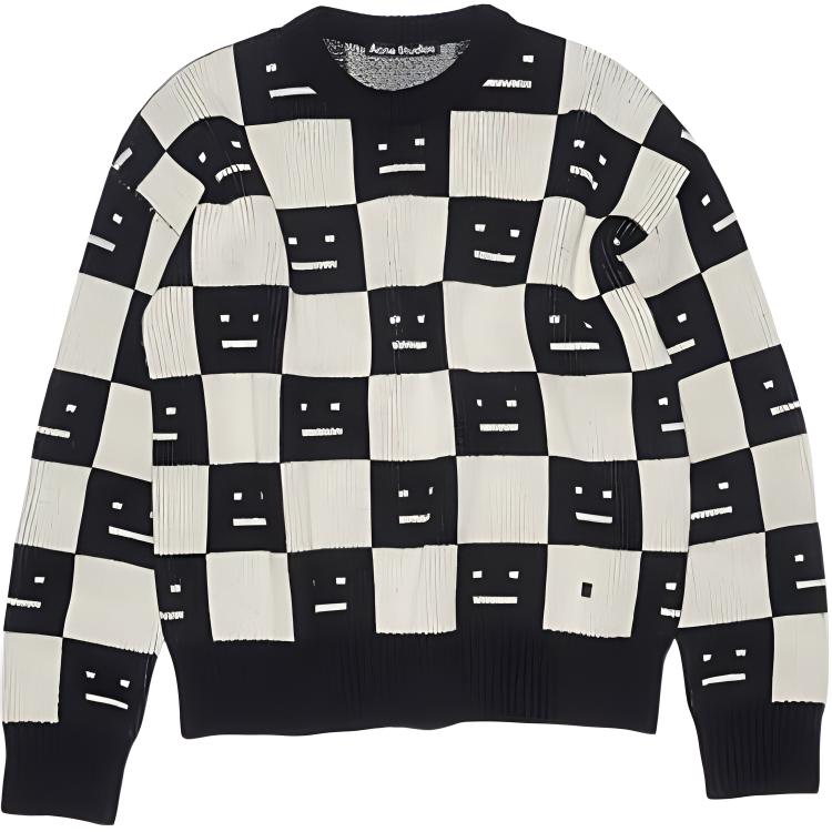 Acne Studios Unisex Face Plaid Wool Sweater Black/White - Fall Collection. C60055-CQK